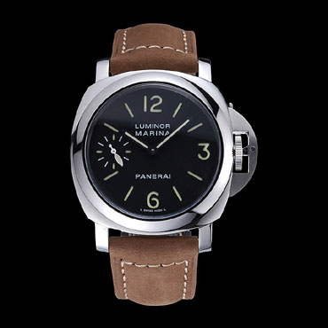 Panerai Luminor Marina Stainless Steel Bezel Khaki Leather Bracelet PAM6494