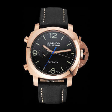 Panerai Luminor 1950 3 Days Chrono Flyback Black Dial Rose Gold Case Black Leather Strap PAM6502