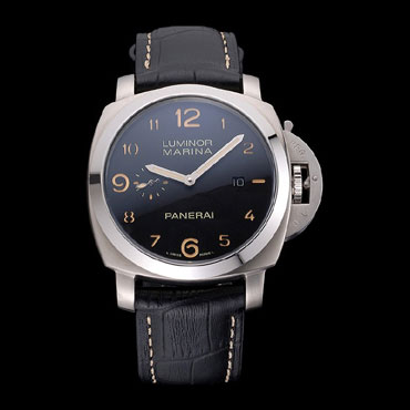 Panerai Luminor Marina 1950 Black Dial Brushed Steel Case Black Embossed Leather Strap PAM6511