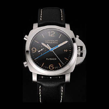 Swiss Panerai Luminor Flyback Chronograph Black Dial Stainless Steel Case Black Strap PAM6520