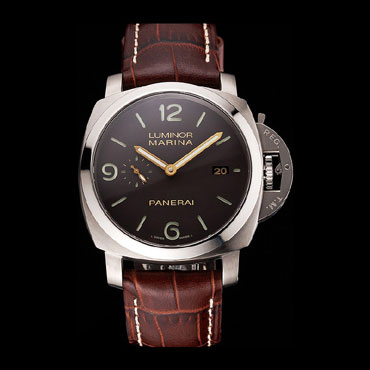 Swiss Panerai Luminor Marina 1950 3 Days Brown Dial Stainless Steel Case Brown Strap PAM6521