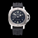 Panerai Luminor Brushed Stainless Steel Case Black Dial Black Rubber Strap PAM6492