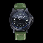 Panerai Luminor Marina Ion Plated Stainless Steel Bezel Green Leather Bracelet PAM6498