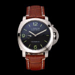 Panerai Luminor Marina 1950 Black Dial Brushed Steel Case Light Brown Leather Strap PAM6509