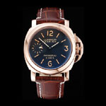 Panerai Luminor Marina 8 Days Black Dial Rose Gold Case Brown Leather Strap PAM6510