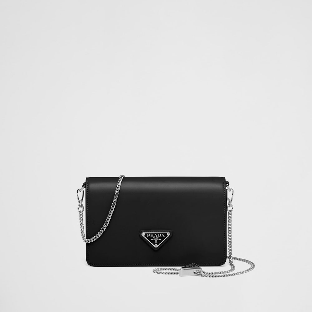 Prada Black Brushed Leather Shoulder Bag 1BD307 ZO6 F0002: Image 1