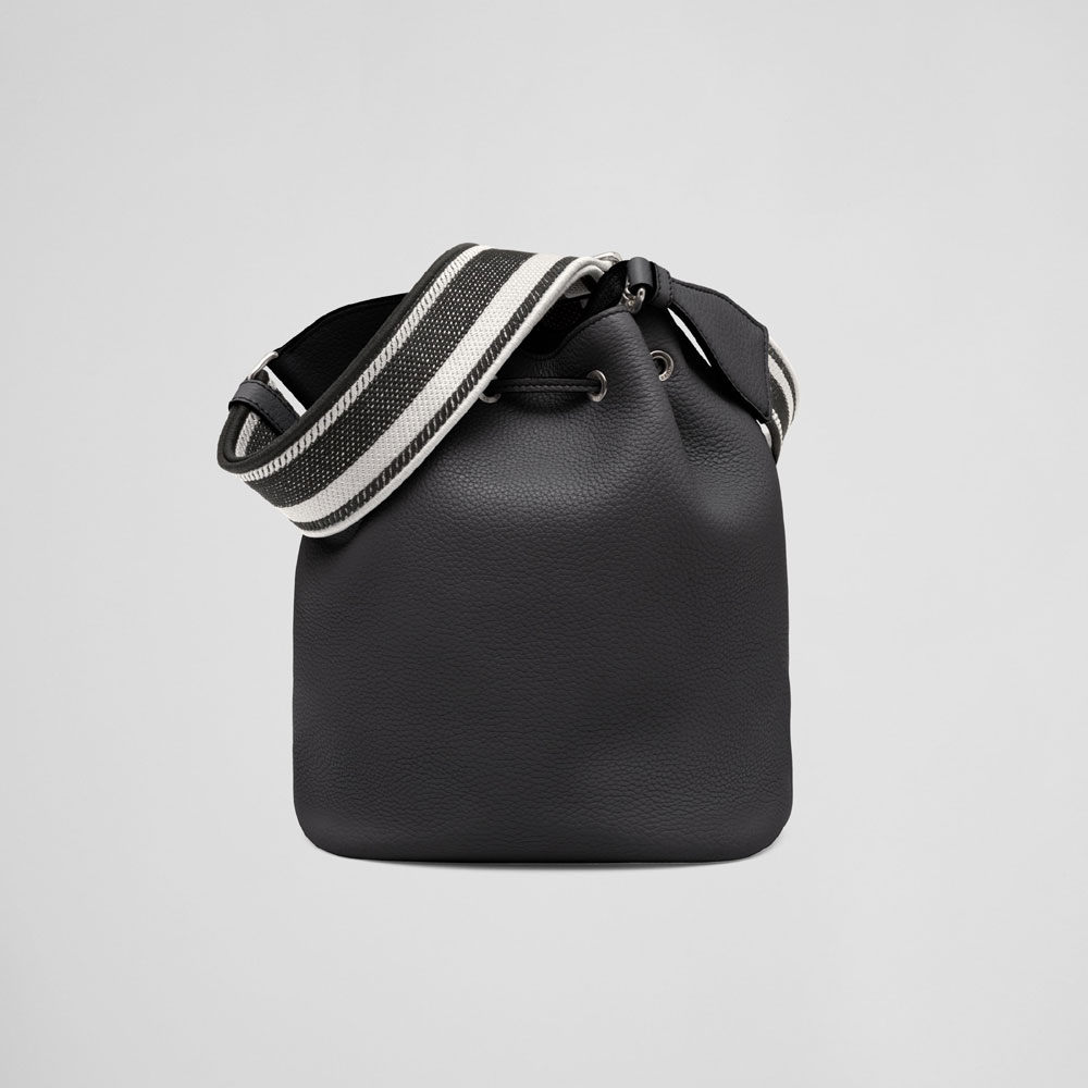 Prada Black Leather Bucket Bag 1BE060 2DKV F0002: Image 3