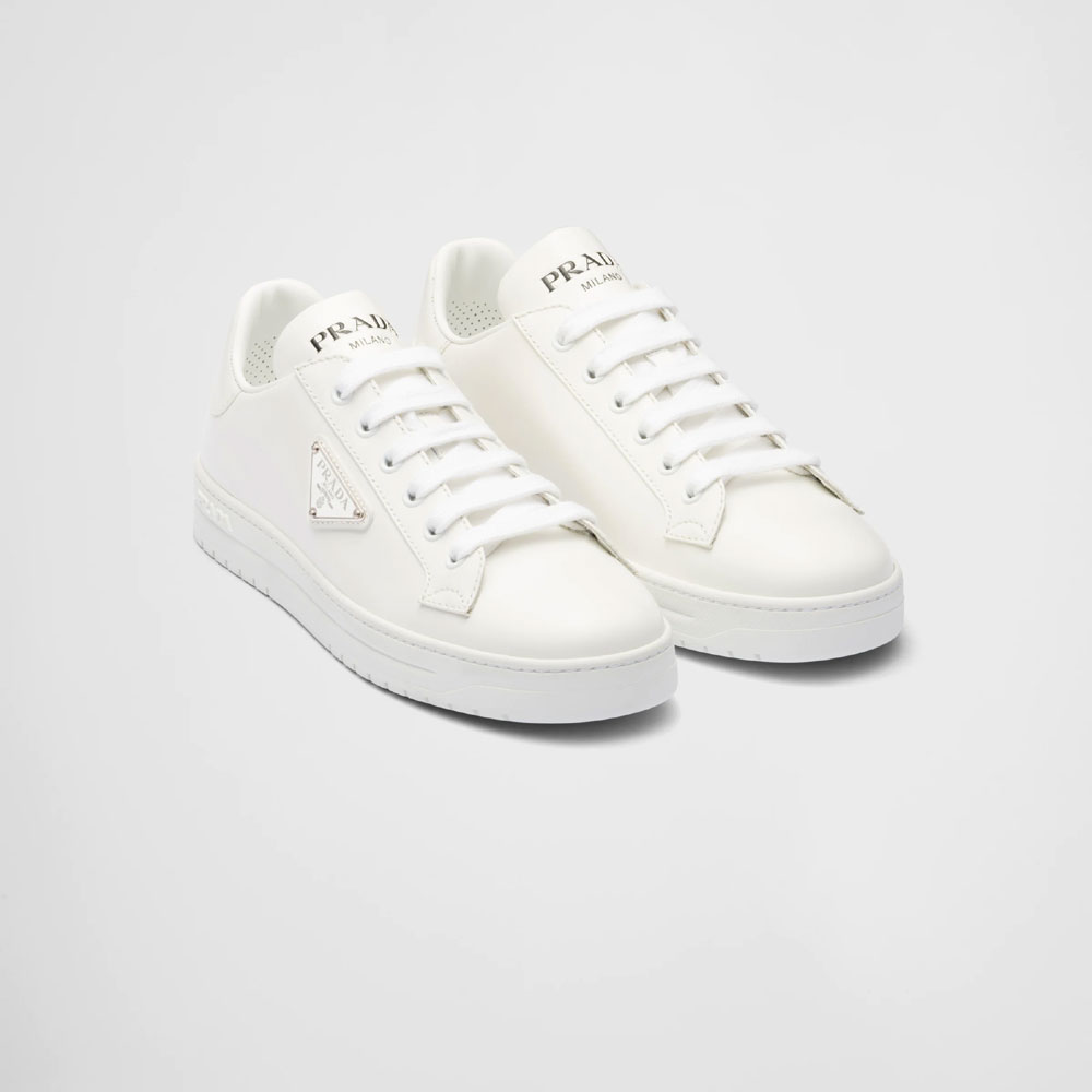 Prada White Downtown brushed leather sneakers 1E904M B4L F0009: Image 1