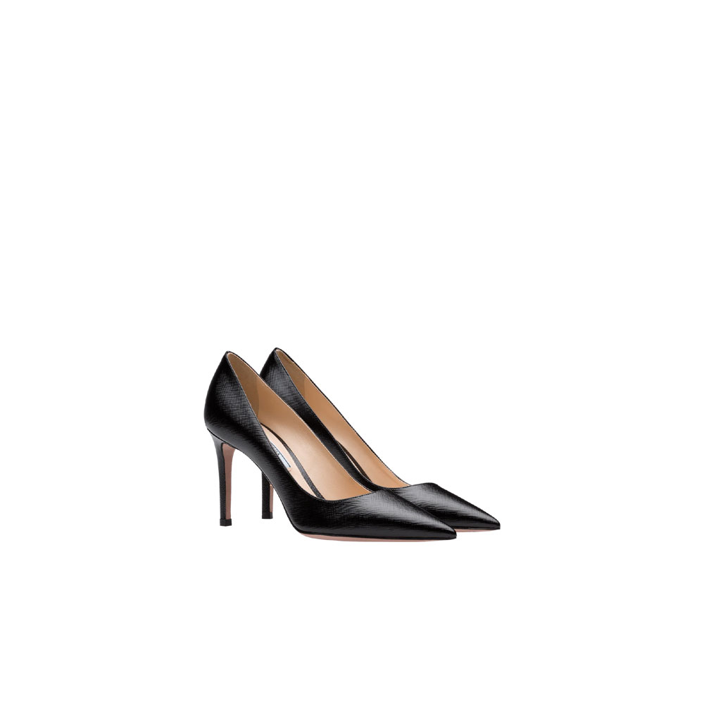 Prada Saffiano textured patent leather pumps 1I834I 3A9S F0002: Image 1