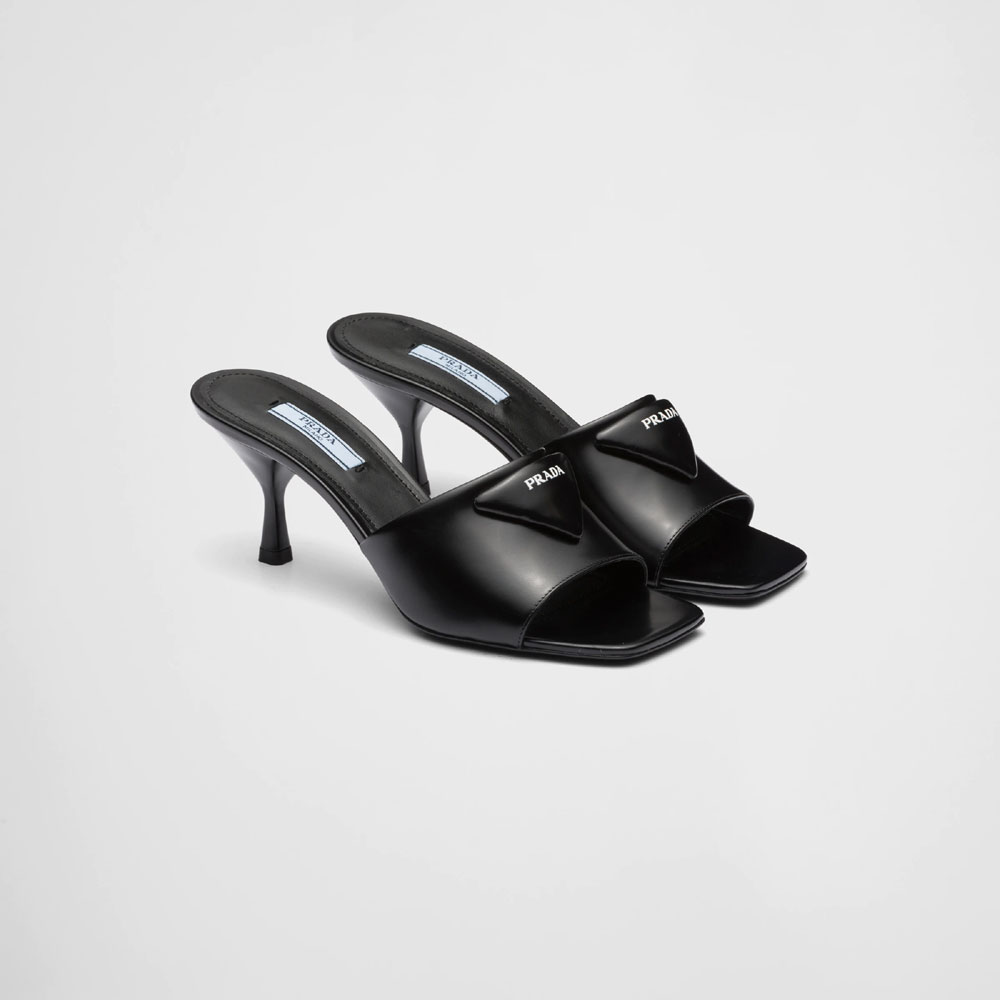 Prada Brushed leather heeled slides 1XX590 055 F0002: Image 1