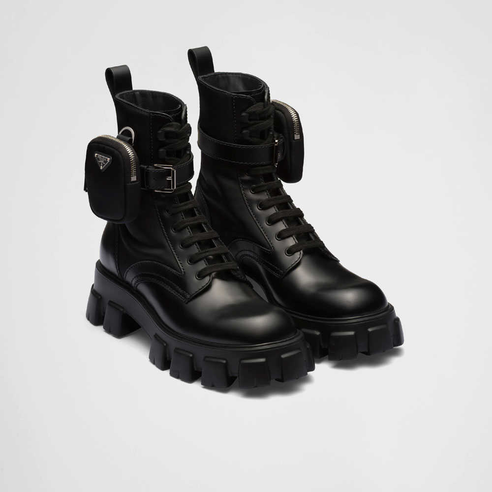 Prada Monolith brushed leather and nylon boots 2UE007 3LFR F0002: Image 1