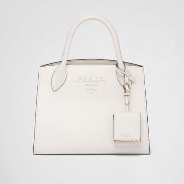 White Prada Monochrome Small Saffiano Bag 1BA156 2ERX F0009