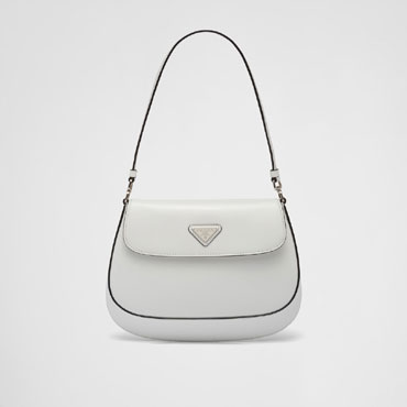 White Prada Cleo Brushed Shoulder With Flap 1BD311 ZO6 F0PG7