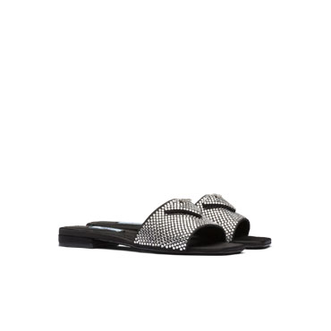 Prada Crystal Satin slides with crystals 1XX608 2AWL F0T7O