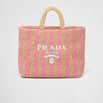 Prada Tan petal Pink Large raffia tote bag 1BG392 2A2T F0NJX