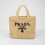 Prada Natural Small raffia tote bag 1BG422 2A2T F0018