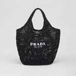 Prada Black Raffia tote bag 1BG424 2A2T F0002