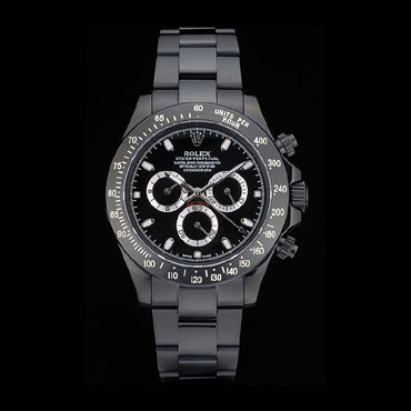 Rolex Daytona Black Ion Plated Tachymeter Black Stainless Steel Strap Black Dial RL6624