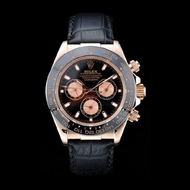 Rolex Daytona Rose Gold Case Black Dial Black Leather Strap RL6628