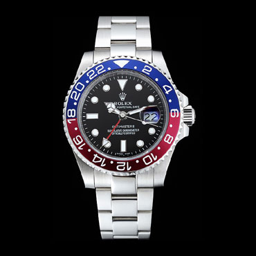 Rolex GMT Master II Blue Rose Red Bezel Black Dial Tachymeter RL6634