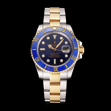 Swiss Rolex Submariner Blue Dial And Bezel Two Tone Steel Gold Bracelet RL6648