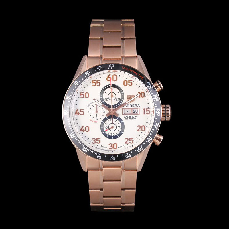 Tag Heuer Carrera Rose Gold Bracelet White Dial 801442 TG6696: Image 1