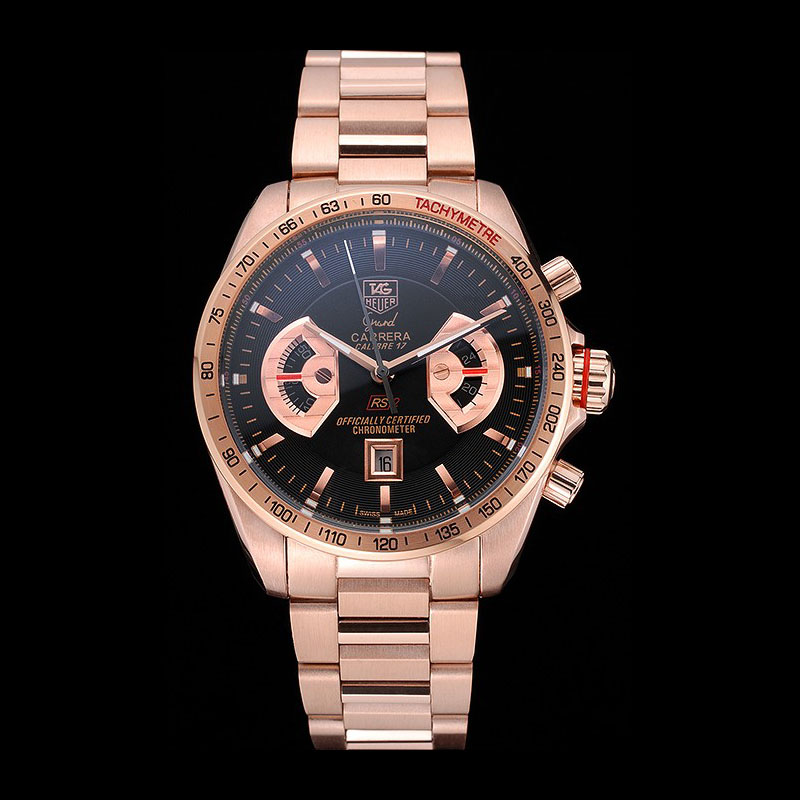 Tag Heuer Grand Carrera Rose Gold Bracelet Black Dial TG6706: Image 1