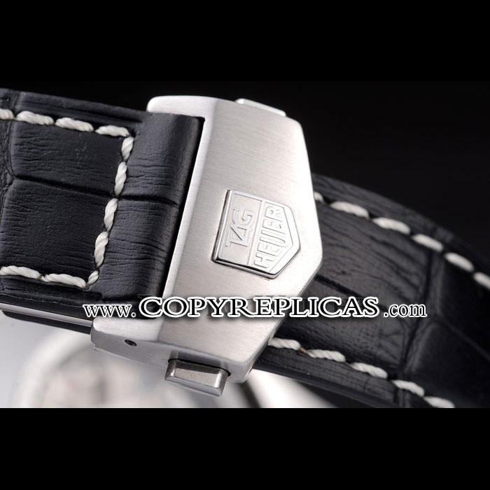 Tag Heuer Swiss Carrera Tachymeter Bezel Black Leather Strap Checkered Brown Dial TG6716: Image 3