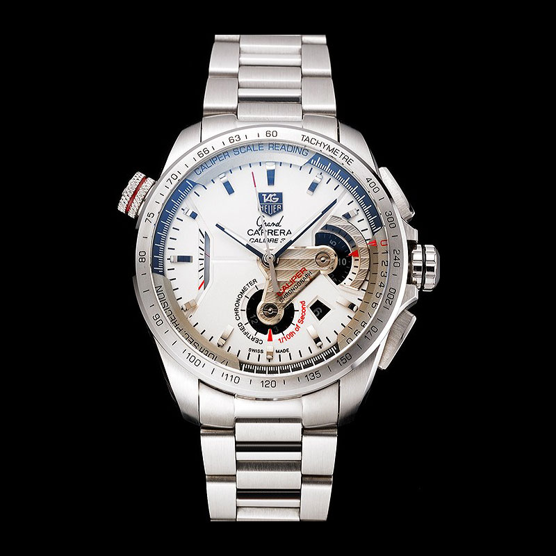 Tag Heuer Swiss Carrera Tachymeter Bezel Stainless Steel White Dial TG6720: Image 1