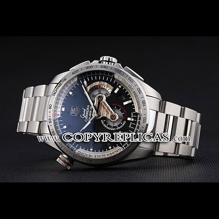 Tag Heuer Swiss Carrera Tachymeter Bezel Stainless Steel Black Dial TG6728: Image 2