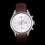 Tag Heuer SLR Brushed Stainless Steel Case Silver Dial Brown Leather Strap TG6656