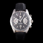 Tag Heuer Carrera Tachymeter Bezel Black Dial Black Leather Strap TG6659