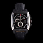 Tag Heuer Monaco Black Ceramic Case Black Dial Black Leather Strap TG6689