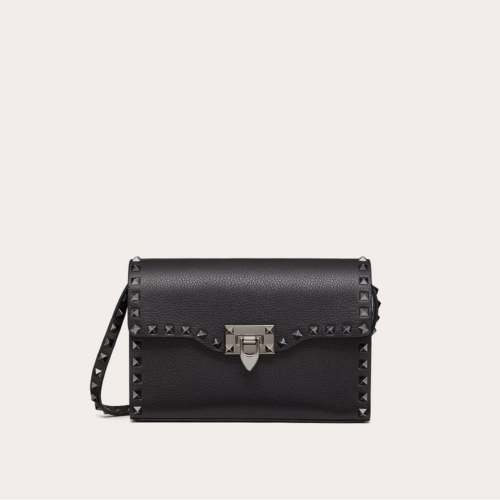 Valentino Garavani Small Rockstud Grainy Calfskin Crossbody Bag 1W2B0181HAD0NO: Image 1