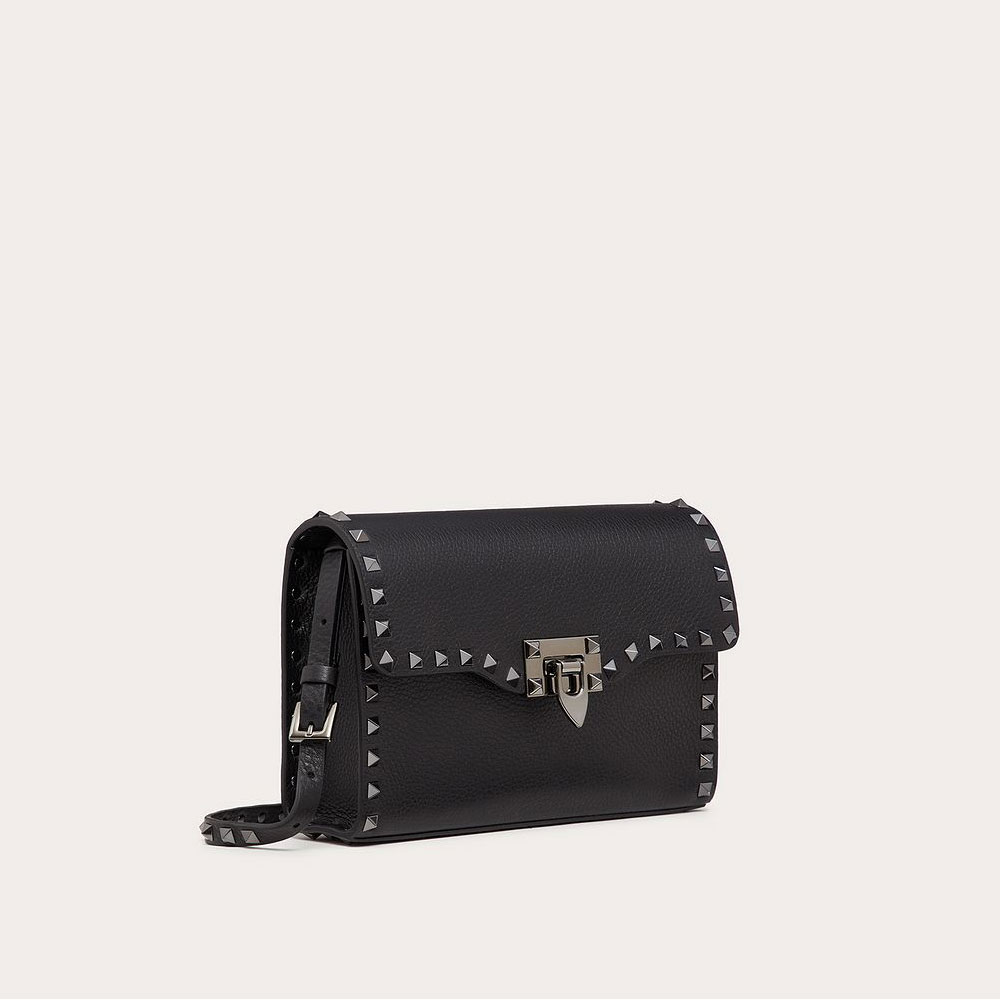 Valentino Garavani Small Rockstud Grainy Calfskin Crossbody Bag 1W2B0181HAD0NO: Image 3