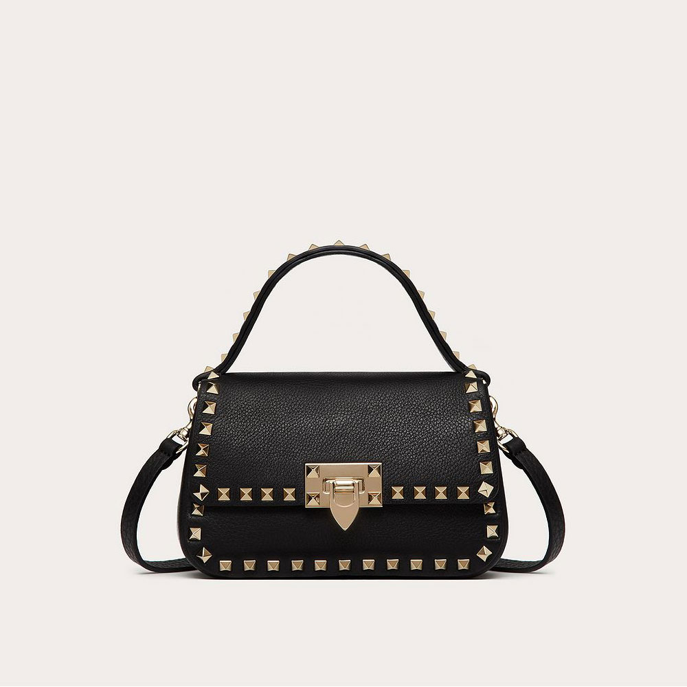 Valentino Garavani Small Rockstud Grainy Calfskin Handbag 1W2B0I52VSF0NO: Image 1