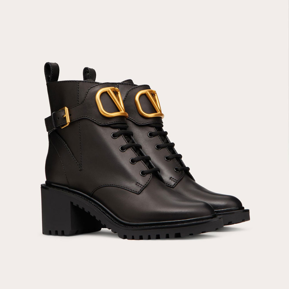 Valentino Vlogo Signature Calfskin Combat Boot 1W2S0AH7BEK 0NO: Image 1