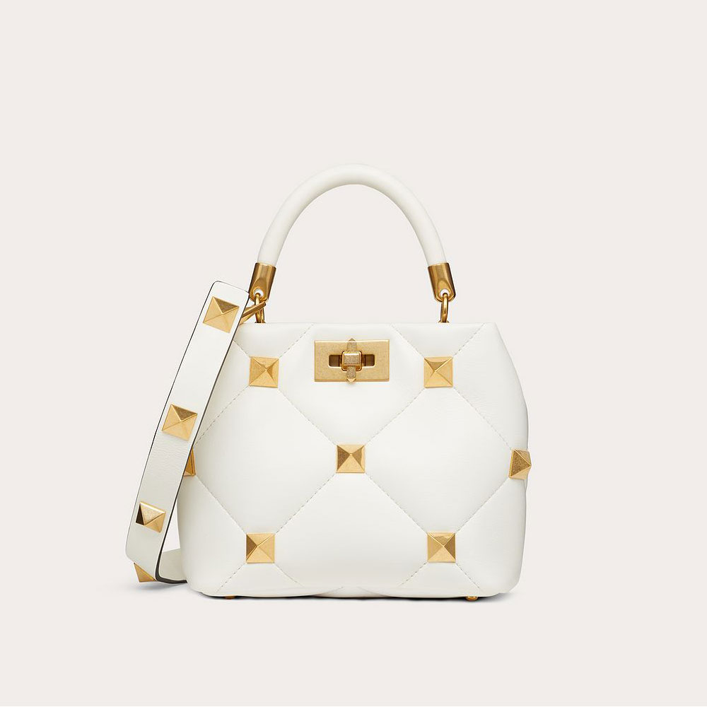 Valentino Garavani Small Roman Stud The Handle Bag In Nappa 2W2B0I97BSF098: Image 1