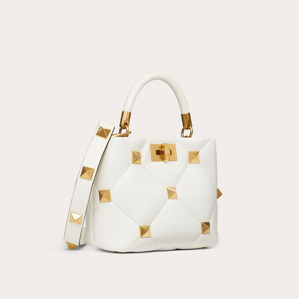 Valentino Garavani Small Roman Stud The Handle Bag In Nappa 2W2B0I97BSF098: Image 2