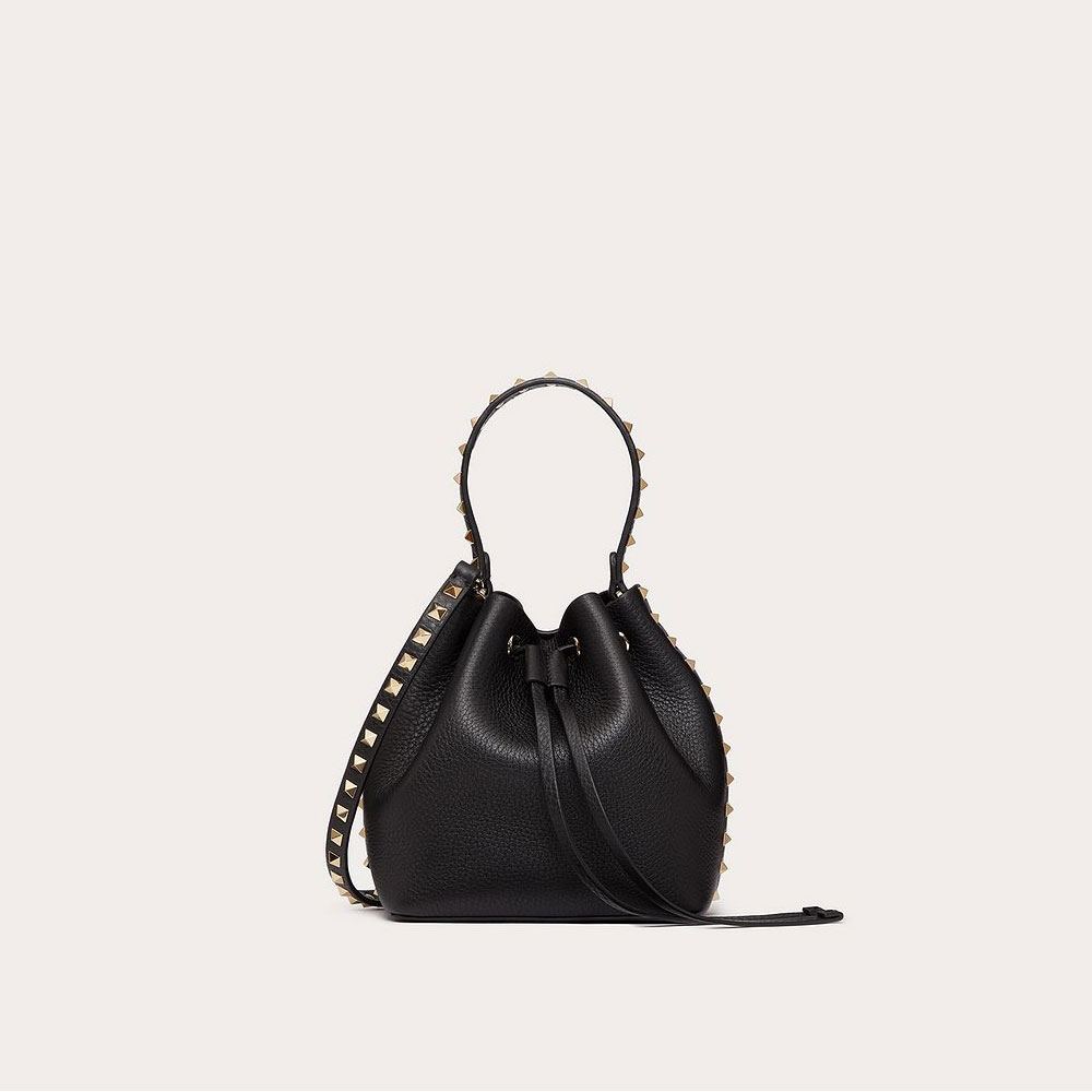 Valentino Garavani Rockstud Grainy Calfskin Bucket Bag 2W2B0L31VSF0NO: Image 1