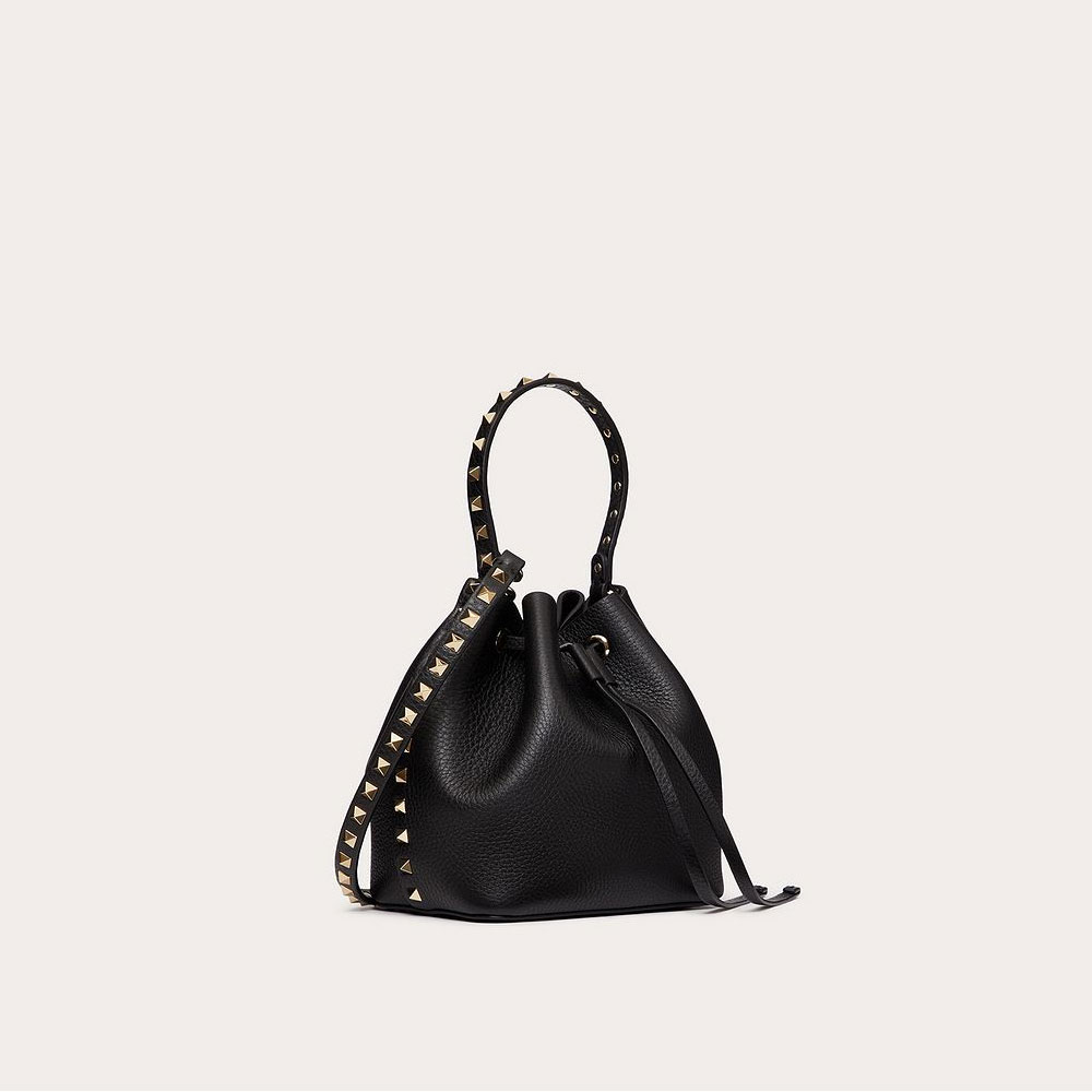 Valentino Garavani Rockstud Grainy Calfskin Bucket Bag 2W2B0L31VSF0NO: Image 2