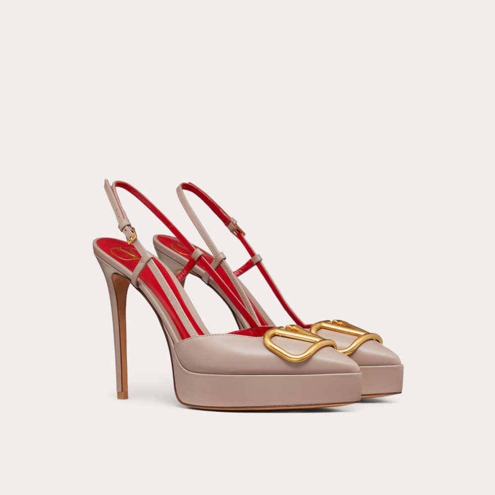 Valentino Vlogo Signature Calfskin Slingback Platform Pump 4W2S0FT0DSH P45: Image 1