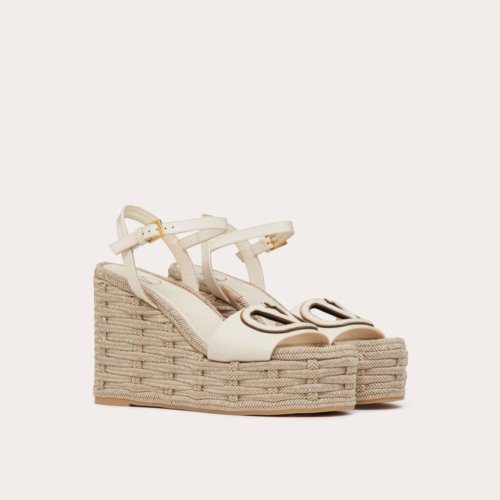 Valentino Vlogo Calfskin Cut-out Wedge Sandal 4W2S0IJ6SGB B24: Image 1