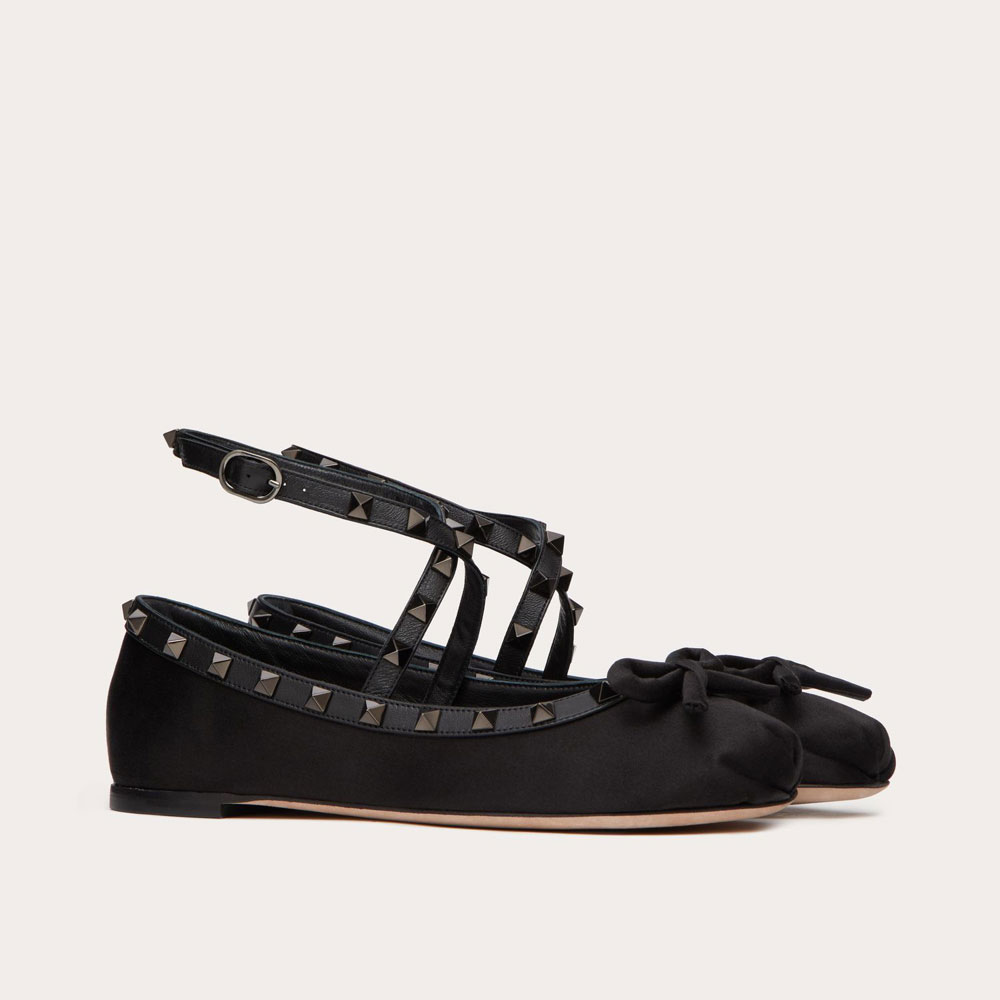 Valentino Rockstud Satin Ballerina 5W2S0HB6EQL 0NO: Image 1