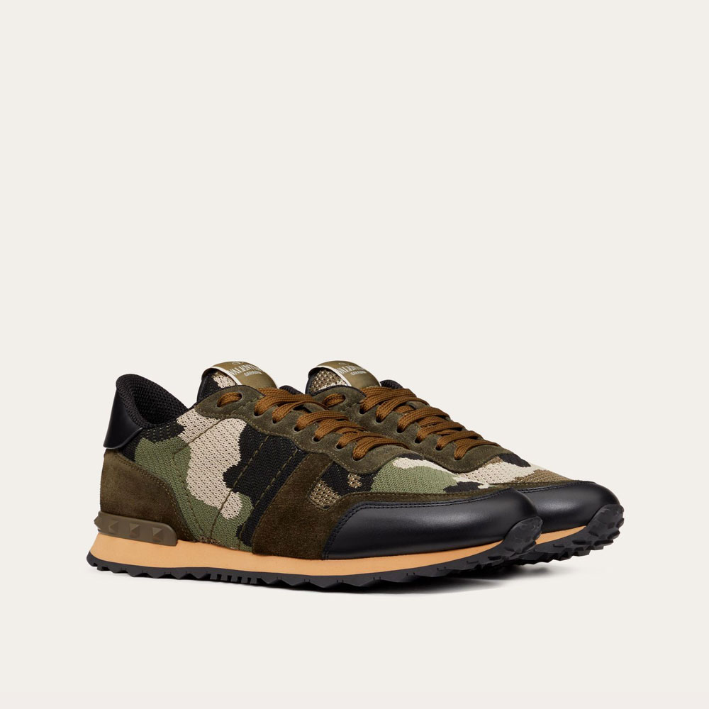 Valentino Mesh Fabric Camouflage Rockrunner Sneaker 5Y2S0723QRK 31R: Image 1