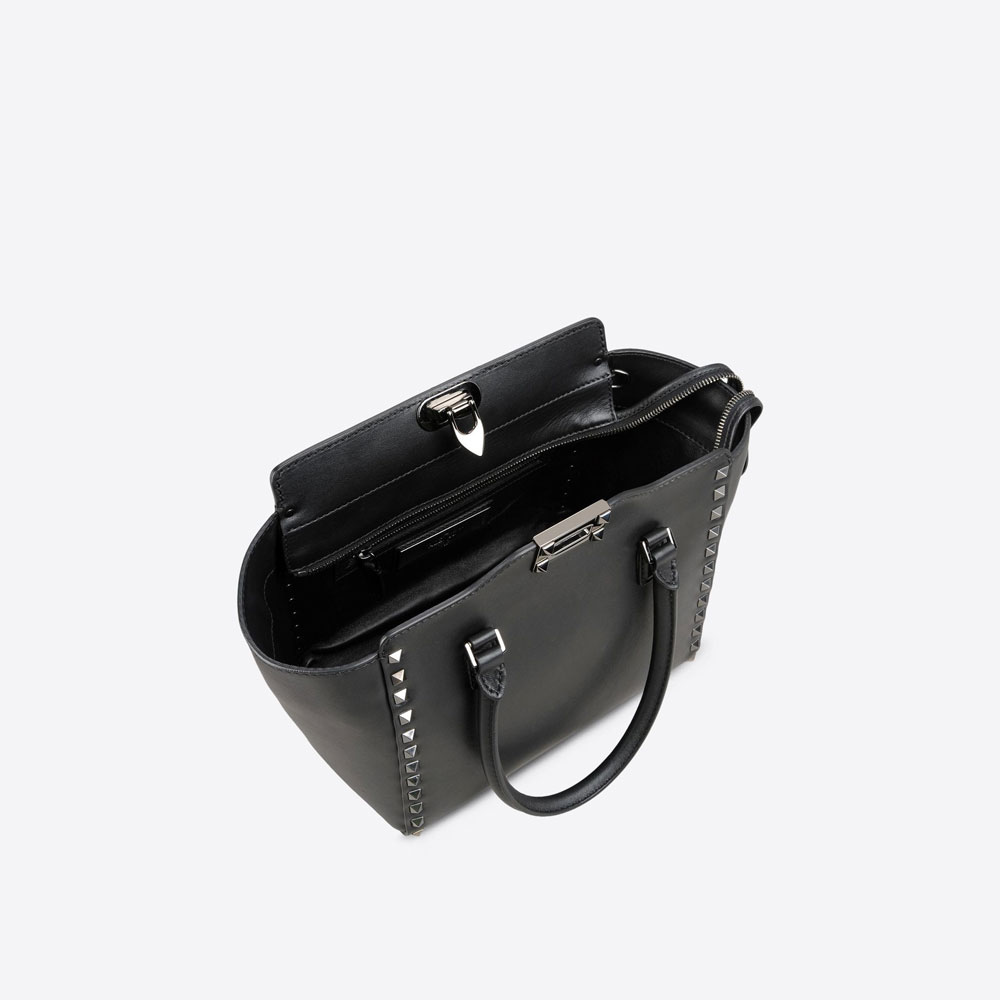 Valentino Garavani Rockstud Noir small double handle bag LW2B0540VB4 0NO: Image 3