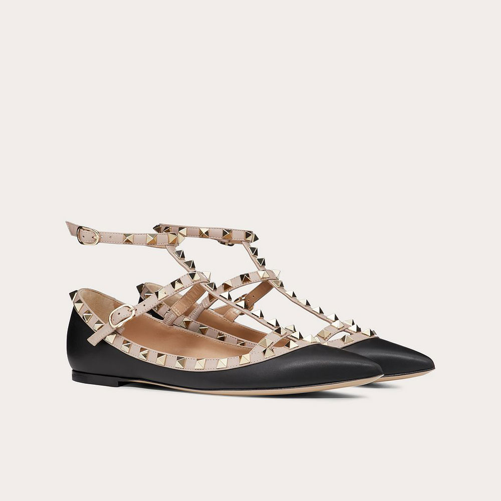 Valentino Cage Rockstud Ballet Flat UW2S0376VODN91: Image 2