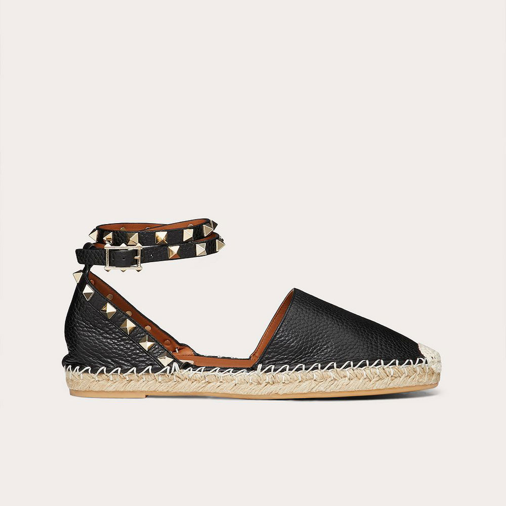 Valentino Rockstud Double Grainy Calfskin Espadrille UW2S0530VTON02: Image 1