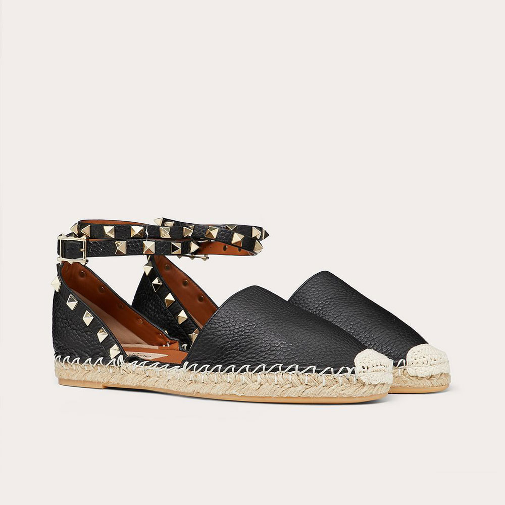 Valentino Rockstud Double Grainy Calfskin Espadrille UW2S0530VTON02: Image 2