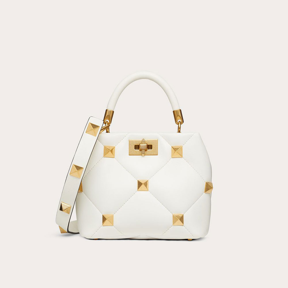 Valentino Small Roman Stud Handle Bag In Nappa VW0B0I97BSF098: Image 1